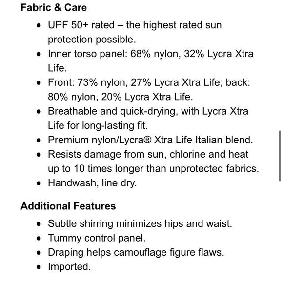 NWOT L.L. Bean Slimming One Piece Swimsuit Size 8 - Picture 10 of 10